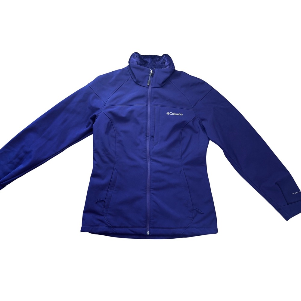 Columbia Womens Omni-Wind Block Softshell Jacket Purple Full Zip Fleece Lined M